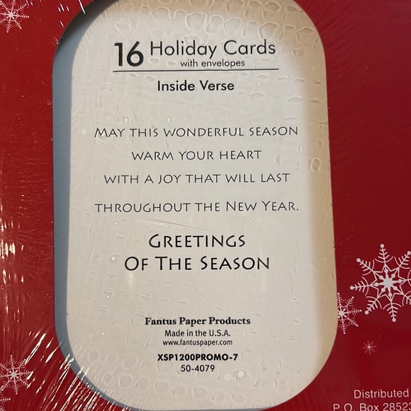 Christmas Cards Boxed Set 16 Holiday Poinsettias Fantus Paper Vintage - Picture 6 of 6